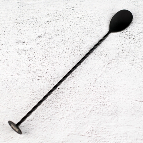 Matt Black Rubber Painted Stainless Steel Twisted Stem Bar Spoon