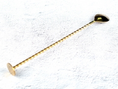 Golden Electroplated Stainless Steel Twisted Stem Bar Spoon