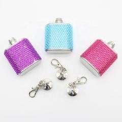 1oz Gem Wrapped Stainless Steel Mini Hip Flask