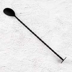 Matt Black Rubber Painted Stainless Steel Twisted Stem Bar Spoon