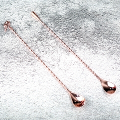 Copper Electroplated Teardrop|Goose Stainless Steel Twisted Stem Bar Spoon