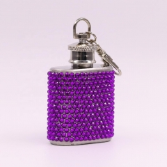 1oz Gem Wrapped Stainless Steel Mini Hip Flask