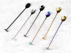 Rainbow Electroplated Stainless Steel Twisted Stem Bar Spoon