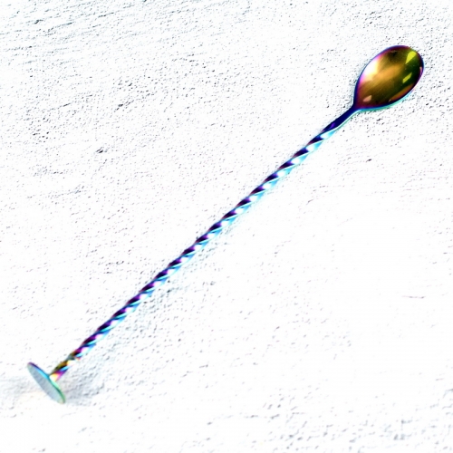 Rainbow Electroplated Stainless Steel Twisted Stem Bar Spoon