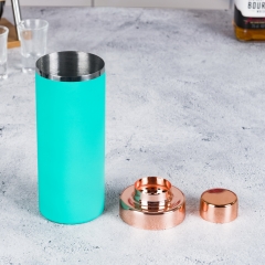 550ml Cylinder Golden Copper Plated Rubber Painting Cocktail Shaker