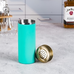 550ml Cylinder Golden Copper Plated Rubber Painting Cocktail Shaker