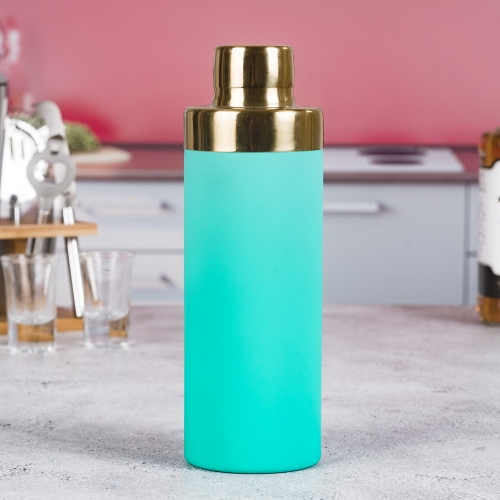 550ml Cylinder Golden Copper Plated Rubber Painting Cocktail Shaker
