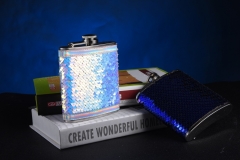 6oz Hip Flask Sequin Hip Flask Shiny Covered Hip Flask