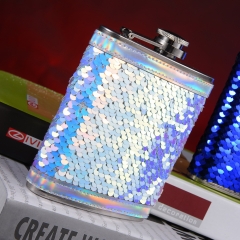 6oz Hip Flask Sequin Hip Flask Shiny Covered Hip Flask