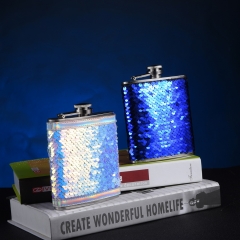 6oz Hip Flask Sequin Hip Flask Shiny Covered Hip Flask