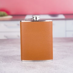 8oz PU Wrapped Hip Flask PU Leather Covered Hip Flask