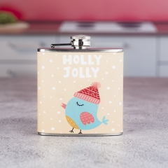 6oz Chirstmas Series PU Wrapped Hip Flasks