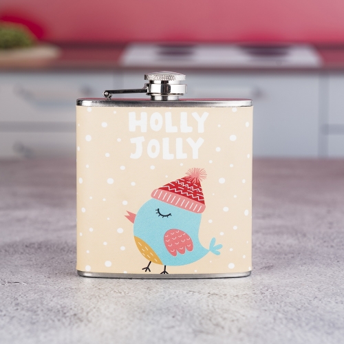 6oz Chirstmas Series PU Wrapped Hip Flasks