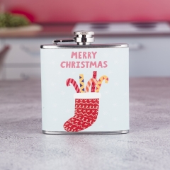 6oz Chirstmas Series PU Wrapped Hip Flasks