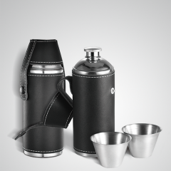 8oz Cylindrical Hip Flask Cylinder Flask With Shot Cups