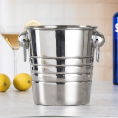 4L Stainless Steel Ice Bucket 4 liter Ice Bucket With 2 Rings