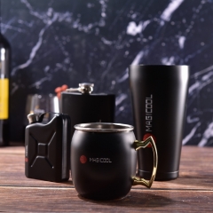 Magicool Matt Black Drinking Set Moscow Mule Mug Hip Flask Cocktail Shaker Set