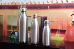 Double Wall Metallic Vacuum Flasks Drinking Flask Set Of 3 Thermos Flask Set