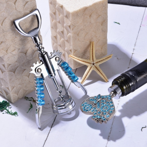 Winged Corkscrew Zinc Alloy Corkscrew And Wine Stopper Set