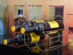 Honeycomb Gold 5 Bottles Metal Wine Rack