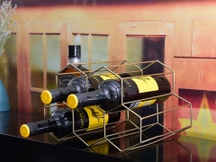 Honeycomb Gold 5 Bottles Metal Wine Rack