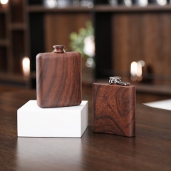 6oz Wooden Printed Hip Flask Wooden Stainless Steel Hip Flask