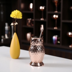 500ml Owl Cup Copper Plated Stainless Steel Straw Cup Owl Shape Cup