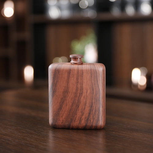 Premium 6oz Wooden Printed Hip Flask Wooden Stainless Steel Hip Flask