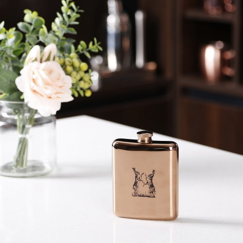 6oz Electroplated Stainless Steel Premium Hip Flask With Sketch Logo