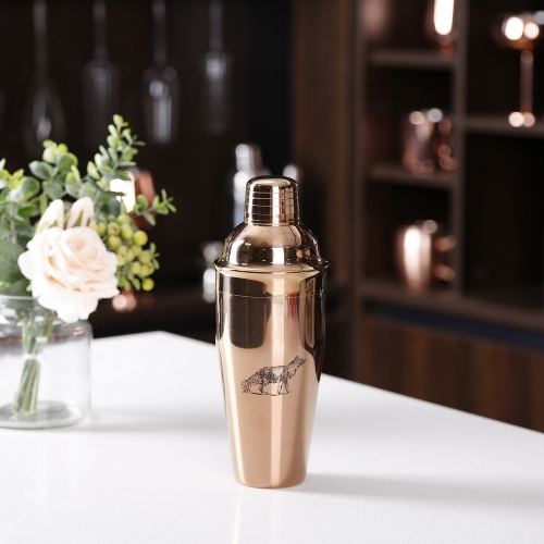 750ml Stainless Steel Copper Plated Cocktail Shaker With Sketch Logo