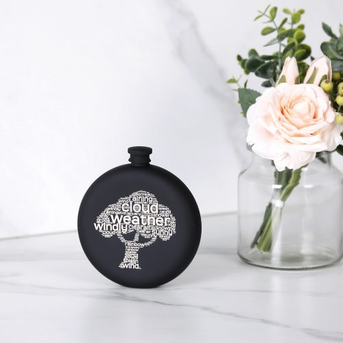 10oz Rubber Painted Round Hip Flask Stainless Steel Hip Flask With Word Cloud Logo