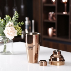 750ml Stainless Steel Copper Plated Cocktail Shaker With Sketch Logo