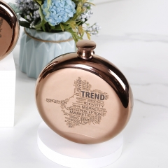 10oz Antique Copper Round Hip Flask Stainless Steel Hip Flask With Word Cloud Logo