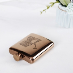 6oz Antique Copper Stainless Steel Premium Hip Flask With Word Cloud Logo