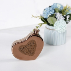 5oz Antique Copper Heart Flask Hear Shape Hip Flask With Word Cloud Logo