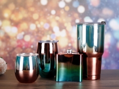 Gradational Plated Drinking Cup Set Vacuum Drinkware Set Thermos Coffee Cup Set With Hip Flask