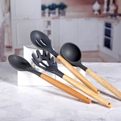Wooden Handle Silicone Kitchen Utensil Set