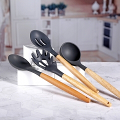 Wooden Handle Silicone Kitchen Utensil Set