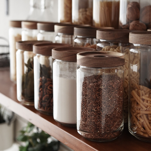 Borosilicate Glass Food Jar Glass Food Storage Container Sealed Fresh Food Jar With Acacia Wood Lid