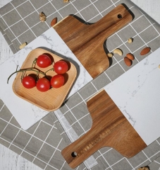 White Marble Cutting Board with Wood Handle