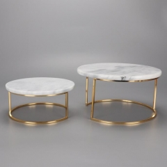 Round Marble Cake Stand With Iron Foot Cake Serving Tray