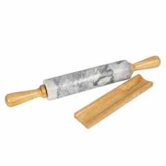 Amazon Hot Selling Marble Ceramic Rolling Pin Marble with Wooden Stand