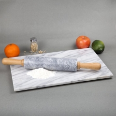 Amazon Hot Selling Marble Ceramic Rolling Pin Marble with Wooden Stand