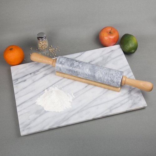 Amazon Hot Selling Marble Ceramic Rolling Pin Marble with Wooden Stand