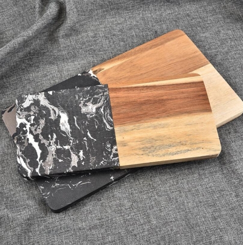 Black Marble and Acacia Cutting Board Wood and Marble Wood Cutting Board
