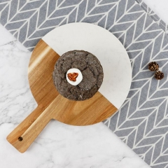 Round Shape Wooden Cheese Board Marble and Wood Cheese Board