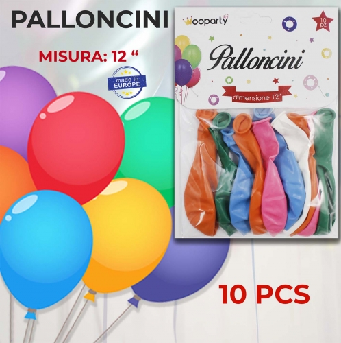 Palloncini 12'' multicolore 10pezzi