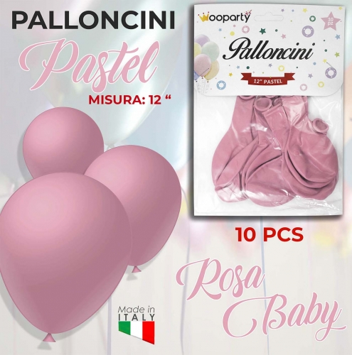 Palloncini rosa baby pastel d.12 10 pezzi