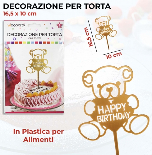 Decorazione per torta happy birthday 10x16.5cm