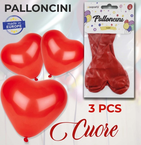 Palloncini cuore  rosso  3 pezzi